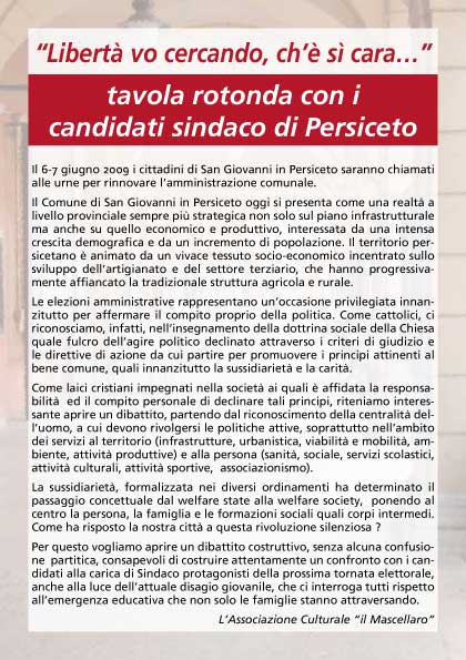 Tavola rotonda con i candidati sindaco di Persiceto